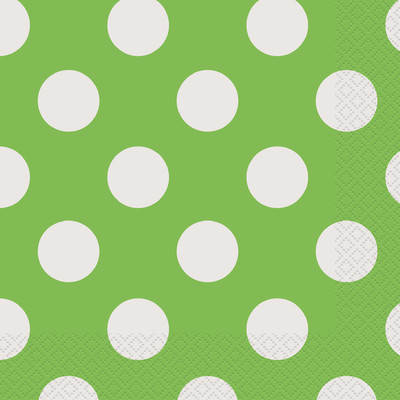 Lime Green & White Polka Dot Lunch Napkins Pk 16