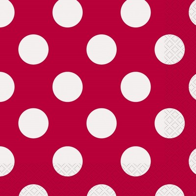 Red & White Polka Dot Lunch Napkins Pk 16