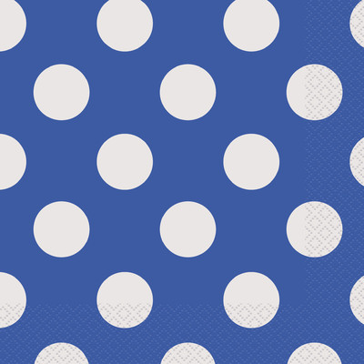 Royal Blue & White Polka Dot Lunch Napkins Pk 16