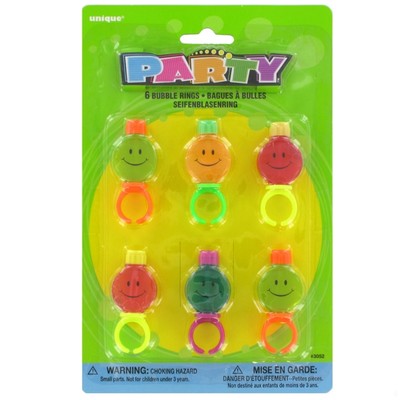 Party Favours - Smile Bubble Rings Pk 6 