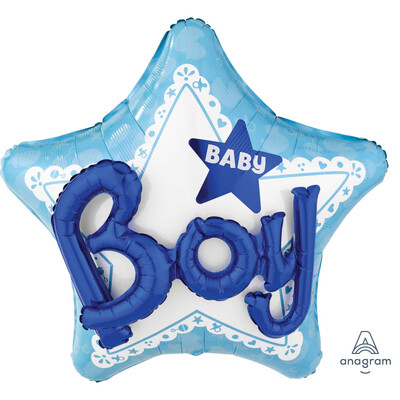 Baby Boy 3D Supershape Foil Balloon Pk 1