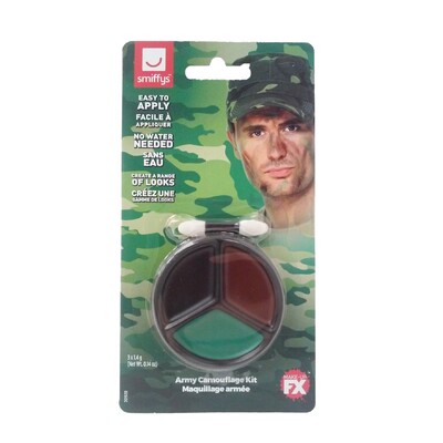 Army Camouflage Face Paint Make-Up Kit with Applicator Pk 1