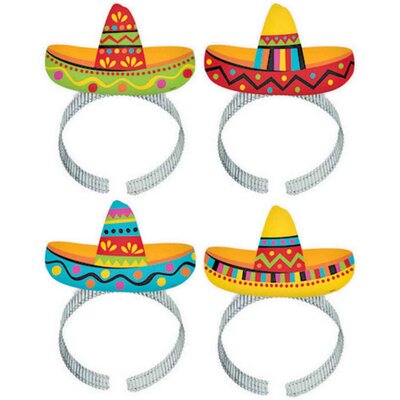 Mexican Fiesta Sombrero Headband Pk 8