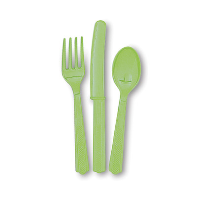 Lime Green Cutlery Set Pk 24 (8 Forks, 8 Knives & 8 Spoons)