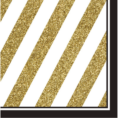 Black & Gold 3 Ply Lunch Napkins Pk 16