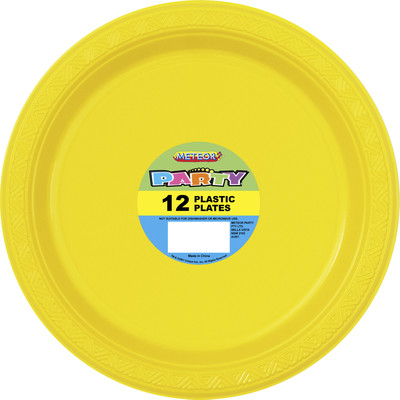 Yellow Plastic Plates 178mm Pk 12