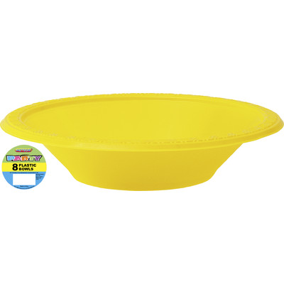 Yellow Plastic Bowls 178mm Pk 8