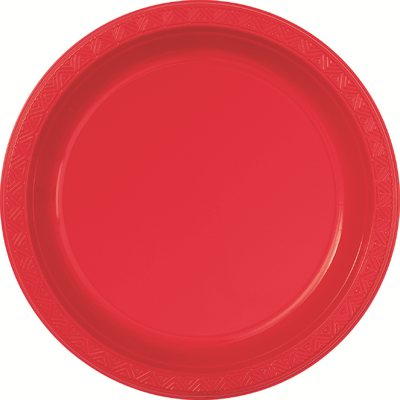 Red Plastic Plates (178mm) Pk 12 