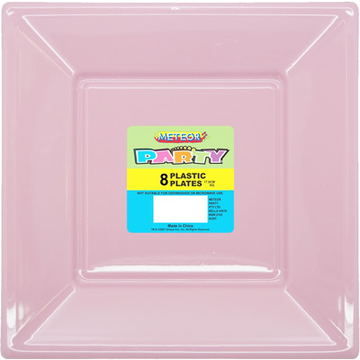 Lovely Pink Square Plastic Plates 178mm Pk 8