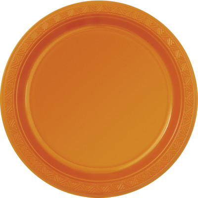 Pumpkin Orange Plastic Plates (178mm) Pk 12