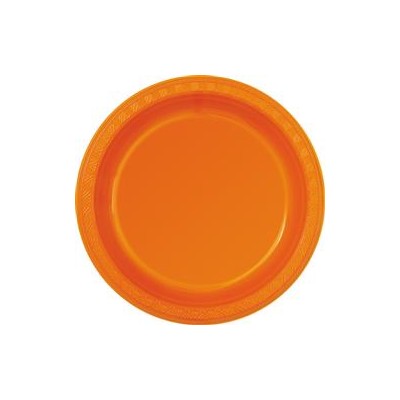 Orange Plastic Plates (23cm) Pk 8