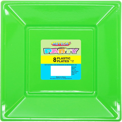 Lime Green Square Plastic Plates 178mm Pk 8