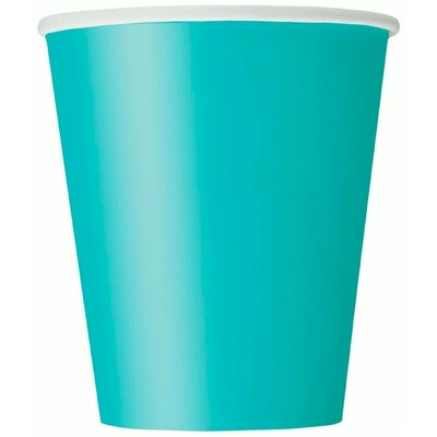 Caribbean Teal Paper Party Cups 270ml Pk 8