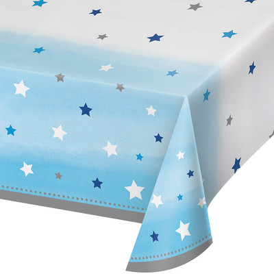 Blue One Little Star (Boy) Plastic Tablecover (137cm x 259cm) Pk 1