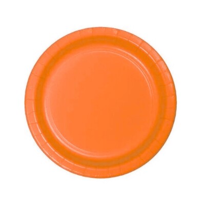 Pumpkin Orange Paper Snack Plates 7in 17cm Pk 8 NPC