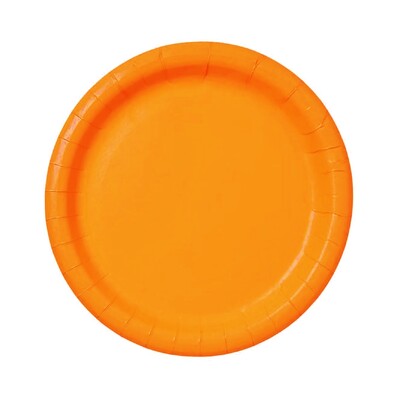 Pumpkin Orange Paper Lunch Plates 9in 22cm Pk 8 NPC