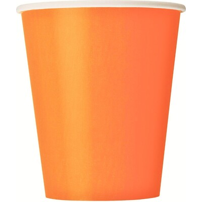 Pumpkin Orange Paper Party Cups 270ml Pk 8