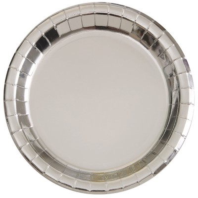Silver Foil 7in. Paper Plates Pk 8