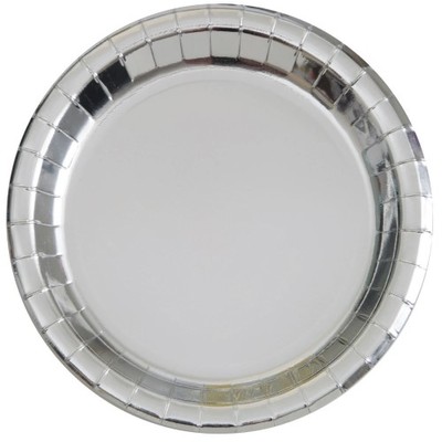 Silver Foil 9in. Paper Plates Pk 8