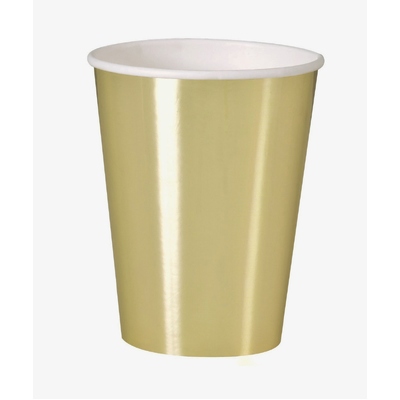 Metallic Gold Foil 12oz. Paper Cups Pk 8