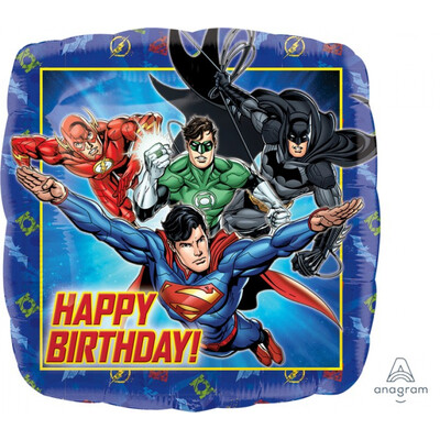 Justice League Happy Birthday Square 17in. Foil Balloon Pk 1