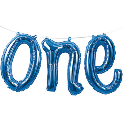 Royal Blue One 12in. Foil Balloons Script Banner Pk 1