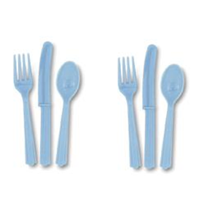 Baby Blue Cutlery Set Pk 24 (8 Forks, 8 Knives & 8 Spoons)