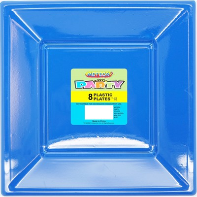 Royal Blue Plastic Square Plates (178mm) Pk 8