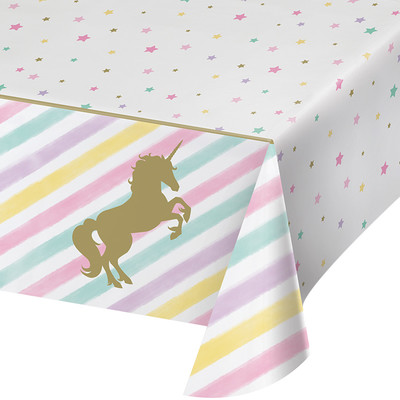 Unicorn Sparkle Plastic Tablecover (1.37m x 2.59m) Pk 1
