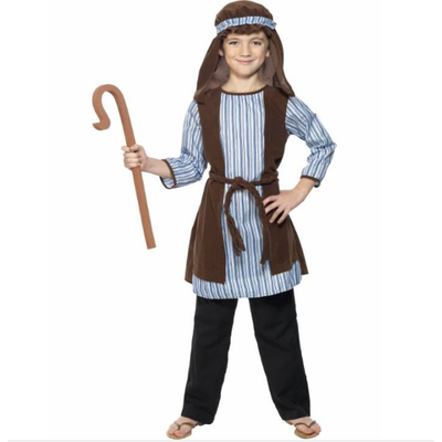 Child Christmas Blue & Brown Shepherd Costume (Medium, 7-9 Years) Pk 1