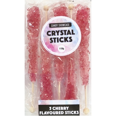 Hot Pink Cherry Flavour Sugar Crystal Sticks 110g (5 Pieces)