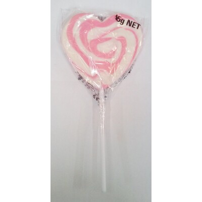 Pink Swirl Mega Heart Pop Lollipop (85g) Pk 1