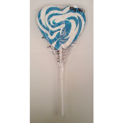 Blue Swirl Mega Heart Pop Lollipop (85g) Pk 1