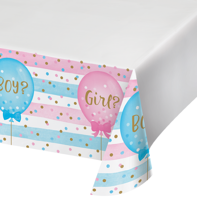 Gender Reveal Balloons Plastic Tablecover (137cm x 259cm) Pk 1
