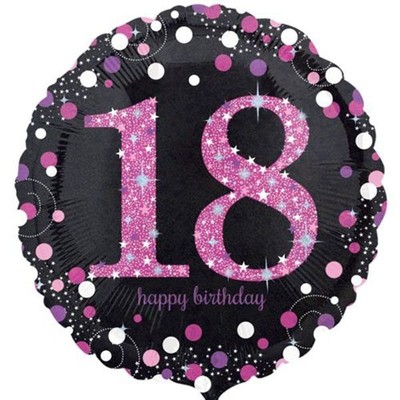 Black & Pink Holographic 18th Birthday Foil Balloon (18in. / 45cm) Pk 1
