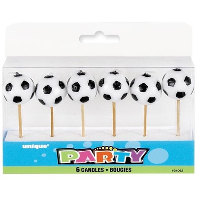 Soccer Balls Pick Candles Pk 6