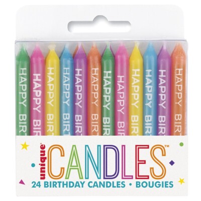 Happy Birthday Message Cake Candles Pk 24 