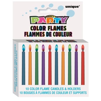 Flame Colour Candles Pk 10