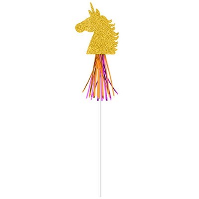 Magical Gold Glittered Unicorn Wand Party Favours Pk 6