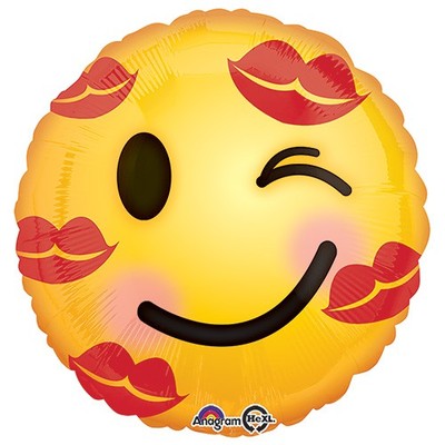 Winking & Kisses Emoji 17in. Foil Balloon Pk 1