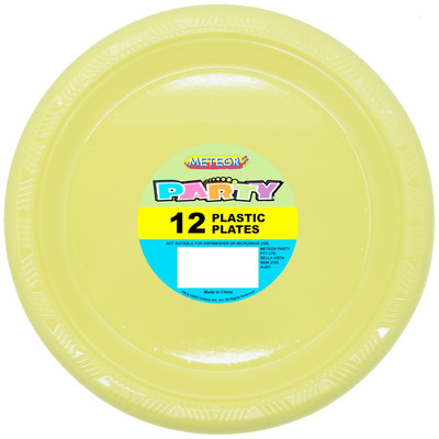 Soft Yellow Plastic Plates (178mm) Pk 12