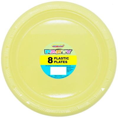 Soft Yellow Plastic Plates (23cm) Pk 8