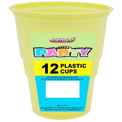 Soft Yellow Plastic Cups (9oz-270ml) Pk 12