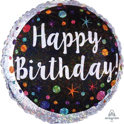 Happy Birthday Bright Polka Dot 18in. Foil Balloon Pk 1