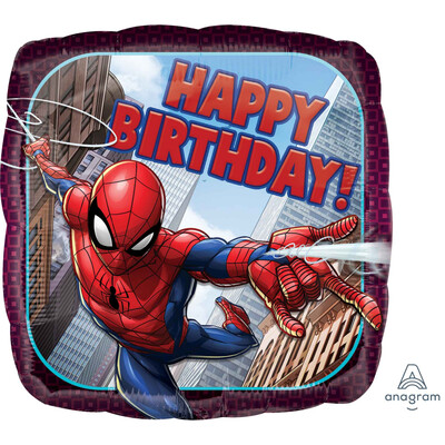 Spiderman Happy Birthday Square 17in. Foil Balloon Pk 1