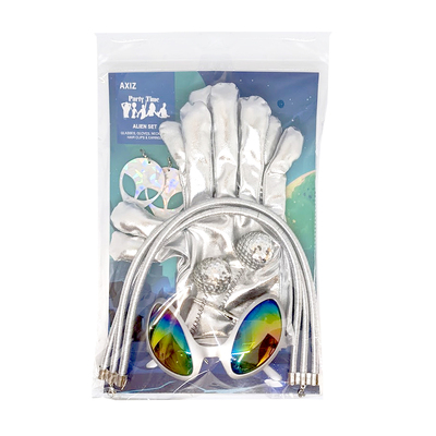 Alien Costume Set (Glasses, Gloves, Necklace, Hair Clips, Earrings)