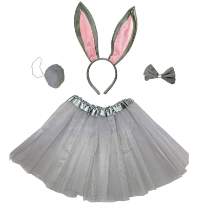 Child Grey Easter Bunny Costume Set with Tutu (One Size)