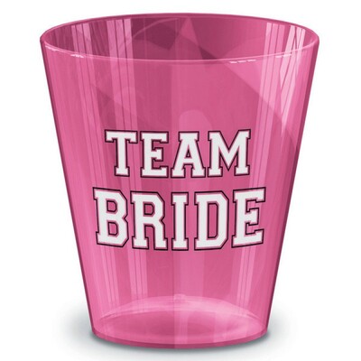 Hen's Night Team Bride Pink Plastic Shot Glasses (59ml) Pk 40