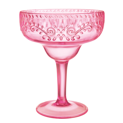 Boho Vibes Pink Embossed Margarita Glass (Pk 1)