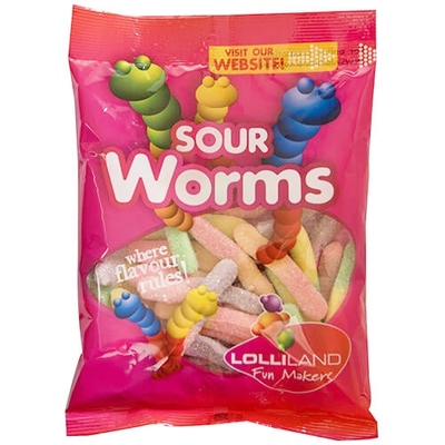 Sour Worms Lollies 160g
